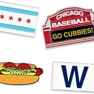 Elegant Chicago Baseball 4-Pin Gift Set - Perfect for Father's Day & Collecting